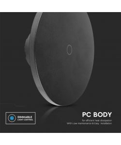 V-TAC Lampada LED da Muro Rotonda 12W 160*160*60mm Colore Nero 3in1 Dimmerabile IP65