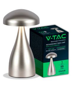 V-TAC Lampada LED da Tavolo 1W con Batteria 800mAh Ricaricabile USB C Colore Champagne in Metallo Touch Dimmerabile 3in1