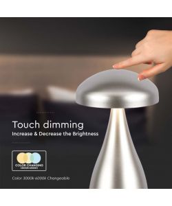 V-TAC Lampada LED da Tavolo 1W con Batteria 800mAh Ricaricabile USB C Colore Champagne in Metallo Touch Dimmerabile 3in1