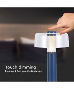 V-TAC Lampada LED da Tavolo 1W Colore Blu Morandi sabbia e Bianco Trasparente Ricaricabile con USB C Touch Dimmerabile 3000K