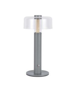 V-TAC Lampada LED da Tavolo 1W Colore Grigio e Bianco Trasparente Ricaricabile con USB C Touch Dimmerabile 3000K