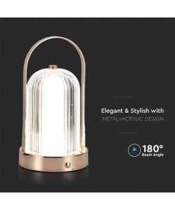 V-TAC Lampada LED da Tavolo 1W 120*190 Colore Bronzo antico Ricaricabile con USB C Touch Dimmerabile 3in1