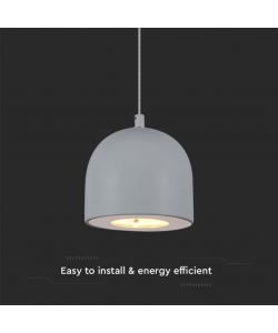 V-TAC V-TAC Lampadario LED a Sospensione 8.5W Coppa Metallo 10*162cm 3000K Grigio Chiaro