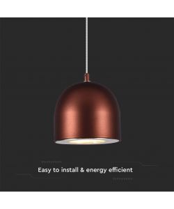 V-TAC Lampadario LED Sospensione 8.5W Coppa 10*160cm Regolabile 3000K Touch Rame
