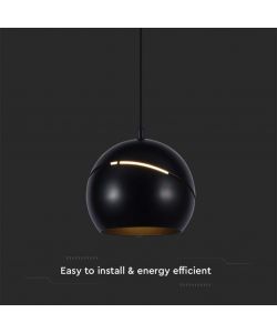 V-TAC Lampadario LED a Sospensione 8.5W Coppa Metallo 12*162cm 3000K Nero