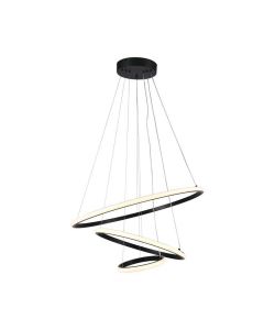 V-TAC Lampadario LED a Sospensione con 3 Cerchi 32W in Metallo Colore Nero 60*40*20cm 3000K