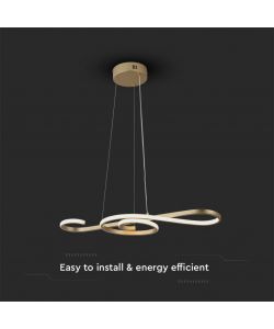 V-TAC Lampadario LED a Sospensione 18W in Metallo dal Design Moderno 70*25cm Verniciato Oro 3000K