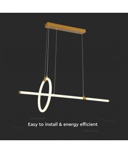 V-TAC Lampadario LED a Sospensione 16W dal Design Moderno Colore Oro 3000K