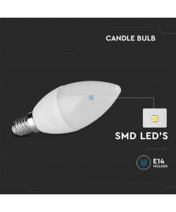 V-TAC Lampadina LED Chip Samsung E14 3.7W Candela 3000K