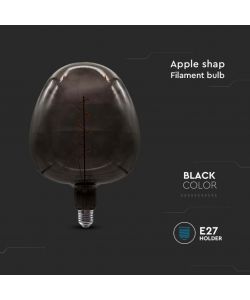 V-TAC Lampadina LED E27 4W Filamento Forma di Mela Colore Nero