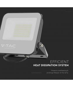 V-TAC Faro LED 185LM/W 50W Colore Nero 6500K IP65