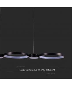 V-TAC Lampadario LED a Sospensione con 3 Cerchi 38W in Metallo Colore Nero 97.4*26*110cm 3000K
