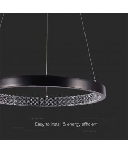 V-TAC Lampadario LED a Sospensione Circolare 19W in Metallo Colore Nero d: 40cm h: 108cm 4000K