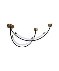 V-TAC Lampadario LED a Sospensione con 2 Mezzaluna 20W in Metallo Nero e Ottone 100*60*47.5Cm 4000K