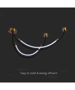 V-TAC Lampadario LED a Sospensione con 2 Mezzaluna 20W in Metallo Nero e Ottone 100*60*47.5Cm 4000K