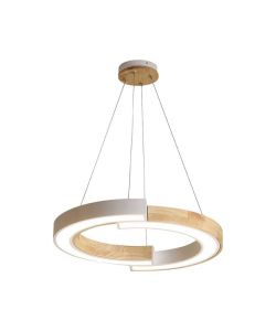 V-TAC Lampadario LED a Sospensione con 2 Mezzaluna 32W in Legno Colore Bianco 43*37*112cm 4000K