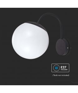 V-TAC Lampada LED da Muro con Sfera Opale e Portalampada E27 Colore Nero Opaco IP44