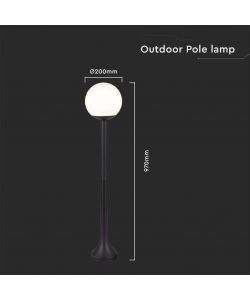 V-TAC Lampada LED da Terra a Lanterna con Portalampada E27 Colore Nero Opaco h:97cm IP44