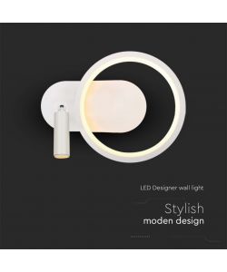 V-TAC Lampada LED da Muro 14W con Faretto Lettura Orientabile in Metallo Bianco 3000K