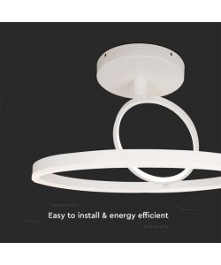V-TAC Lampadario LED con 2 Cerchi 38W in Metallo Colore Bianco 50*20cm 3000K