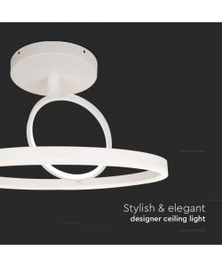 V-TAC Lampadario LED con 2 Cerchi 38W in Metallo Colore Bianco 50*20cm 3000K