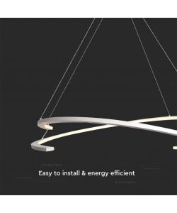V-TAC Lampadario LED a Sospensione con 2 Mezzaluna 48W Colore Bianco 80*120cm 3000K Triac Dimmerabile 3000K