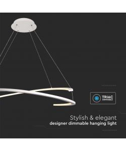 V-TAC Lampadario LED a Sospensione con 2 Mezzaluna 48W Colore Bianco 80*120cm 3000K Triac Dimmerabile 3000K