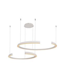 V-TAC Lampadario LED a Sospensione con 2 Mezzaluna 48W in Metallo Colore Bianco 110*80*120cm 4000K Triac Dimmerabile