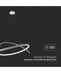 V-TAC Lampadario LED a Sospensione Circolare 48W in Metallo Colore Bianco 80*120cm 4000K Triac Dimmerabile