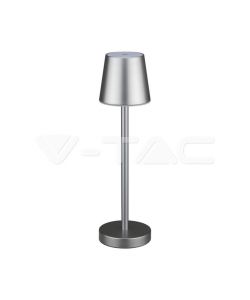 V-TAC Lampada LED da Tavolo 3W Colore Grigio ricaricabile con Micro-USB Touch Dimmerabile 4000K