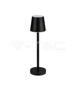 V-TAC Lampada LED da Tavolo 3W Colore Nero ricaricabile con Micro-USB Touch Dimmerabile 4000K