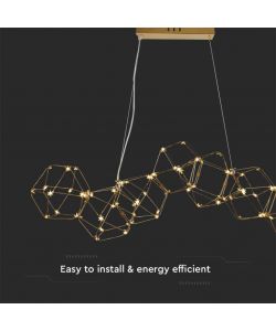 V-TAC Lampadario LED a Sospensione 28W in Metallo dal Design Moderno Verniciato Oro 3000K