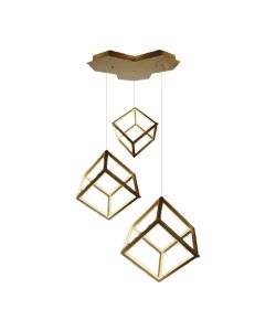 V-TAC Lampadario LED Sospensione 3 Cubi 46W Moderno Decorativo 56*48.5*156cm Oro