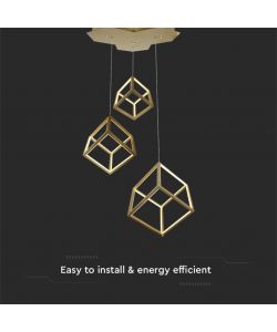 V-TAC Lampadario LED Sospensione 3 Cubi 46W Moderno Decorativo 56*48.5*156cm Oro