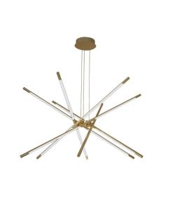 V-TAC Lampadario LED a Sospensione con 12 luci tabular 42W in Metallo Colore Oro Dimmerabile 85*31*120cm 3000K
