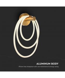 V-TAC Lampada LED da Muro 14W 350*180*500mm in Metallo e Silicone Colore Oro 3000K