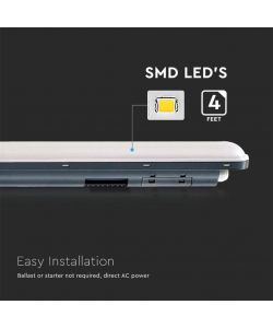 V-TAC Plafoniera LED Impermeabile 36W 120LM/W con Sensore X-Series 120cm Copertura Satinata 6500K IP65