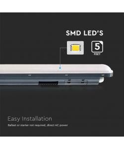 V-TAC Plafoniera LED Impermeabile 48W 120LM/W X-Series 150cm Copertura Satinata 6500K IP65