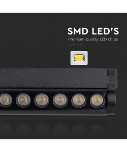 V-TAC Faretto LED Lineare da Binario Magnetico Regolabile 12W Colore Nero 3000K IP20