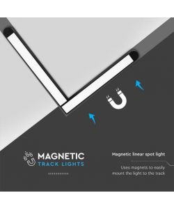 V-TAC Faretto LED da Binario Magnetico 25W a forma di L Colore Nero 4000K