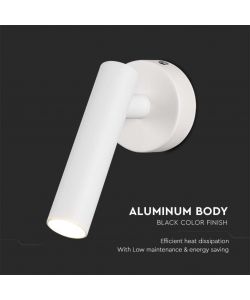 V-TAC Applique per Lettura LED 2W Orientabile Colore Bianco 3000K