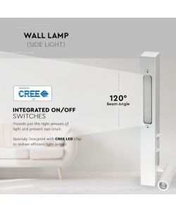 V-TAC Applique da Hotel per Lettura con 2 LED 3W e 6W Colore Bianco 3000K
