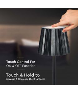 V-TAC Lampada LED da Tavolo 1.5W 115*370mm Colore Nero ricaricabile con USB C Touch Dimmerabile 3in1