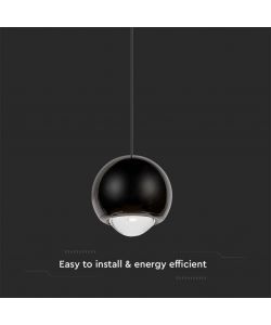 V-TAC Lampadario LED a Sospensione 5W Sfera 12x200cm Regolabile 3000K Nero