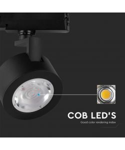 V-TAC Faretto LED COB da Binario 30W Colore Nero 3in1