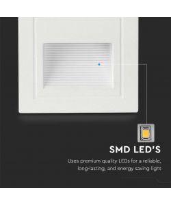 V-TAC Segnapasso Faretto LED Segnapasso Quadrato Montaggio a Incasso 5W Colore Bianco 3000K IP65