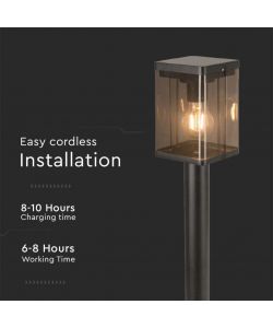 V-TAC Piantana Solare LED da Giardino 2.5W con Sensore di Movimento a Microonde Colore Nero 3000K IP44