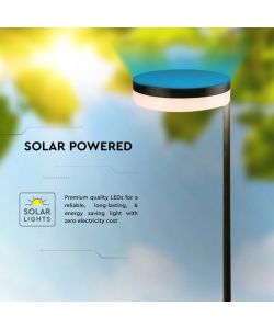 V-TAC Piantana Solare LED da Giardino 2W Colore Nero 3000K IP54