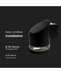 V-TAC Lampada LED da Giardino Cilindrica con Pannello solare 1W Corpo Nero 121*90*112.5mm 3000K IP54