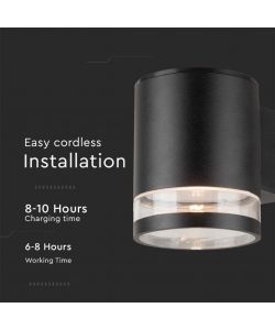 V-TAC Lampada LED da Giardino Cilindrica con Pannello Solare 1W Nero 3000K IP54